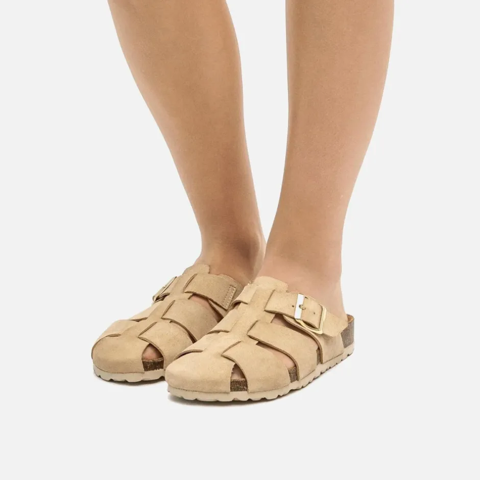 zueco__liliane_serraje_be_0.webp Calzaro Zuecos | Sandalias Bios | Zueco 59375 Liliane Serraje Beige Arena.