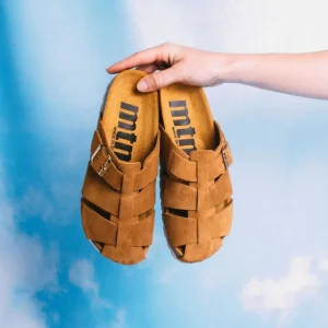 Calzaro Zuecos | Sandalias Bios | Zueco 59375 Liliane Serraje Marrón Avellana .