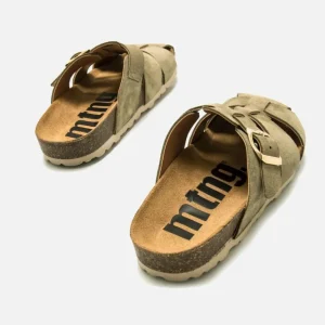Calzaro Zuecos | Sandalias Bios | Zueco 59375 Liliane Serraje Verde Kaki .