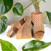 Calzaro Sandalias | Zueco Piel Cuña 23401 Laser Cuero.